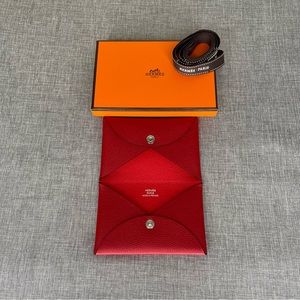 Hermes Calvi Verso in Rouge Piment / Rouge De Coeur